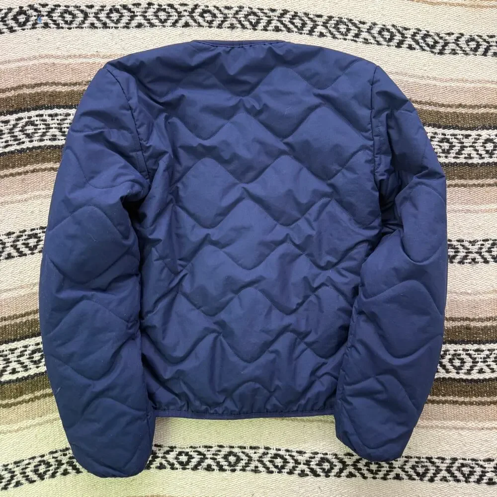 Youth Girls The North Face Navy Blue Fleece Sherpa Lined Zip Up Jacket Sz Medium